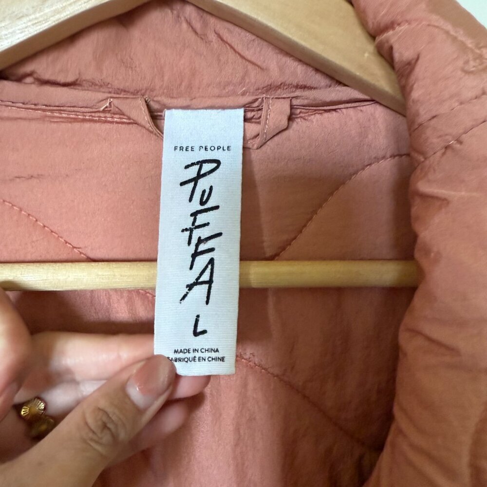 Free People Mixed Military Dolman Quilted Jacket In Rose Combo L​​​ - Picture 5 of 7